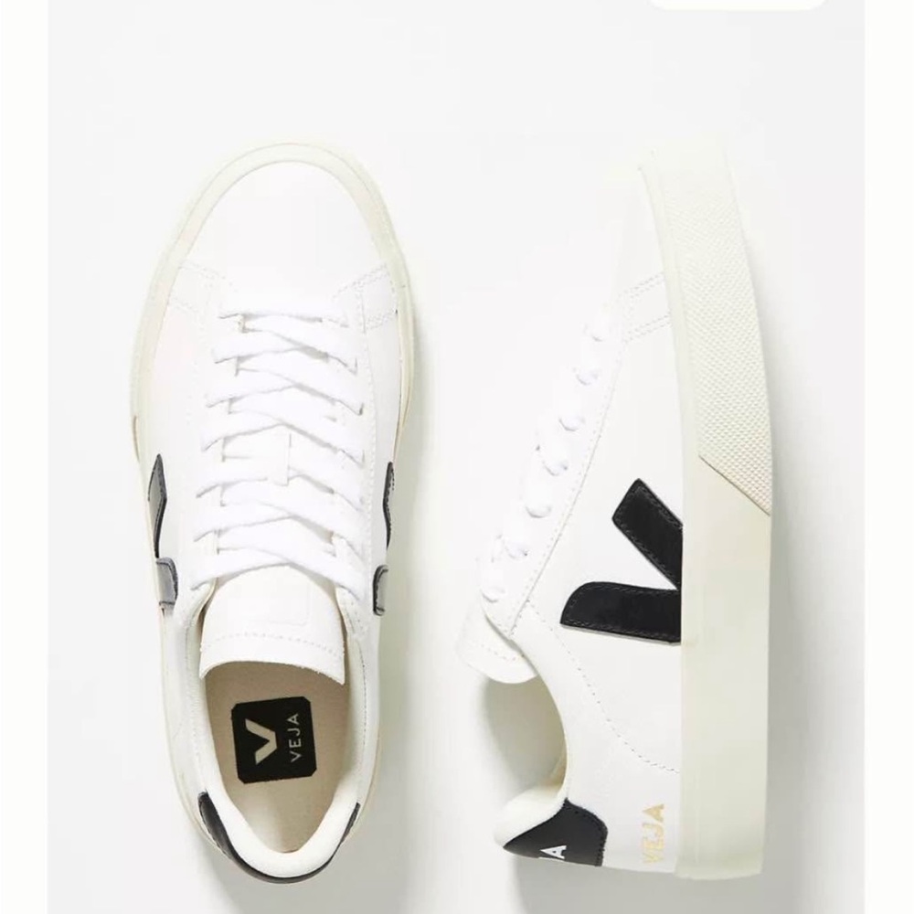 Veja Leather Campos White and Black Casual Sneakers